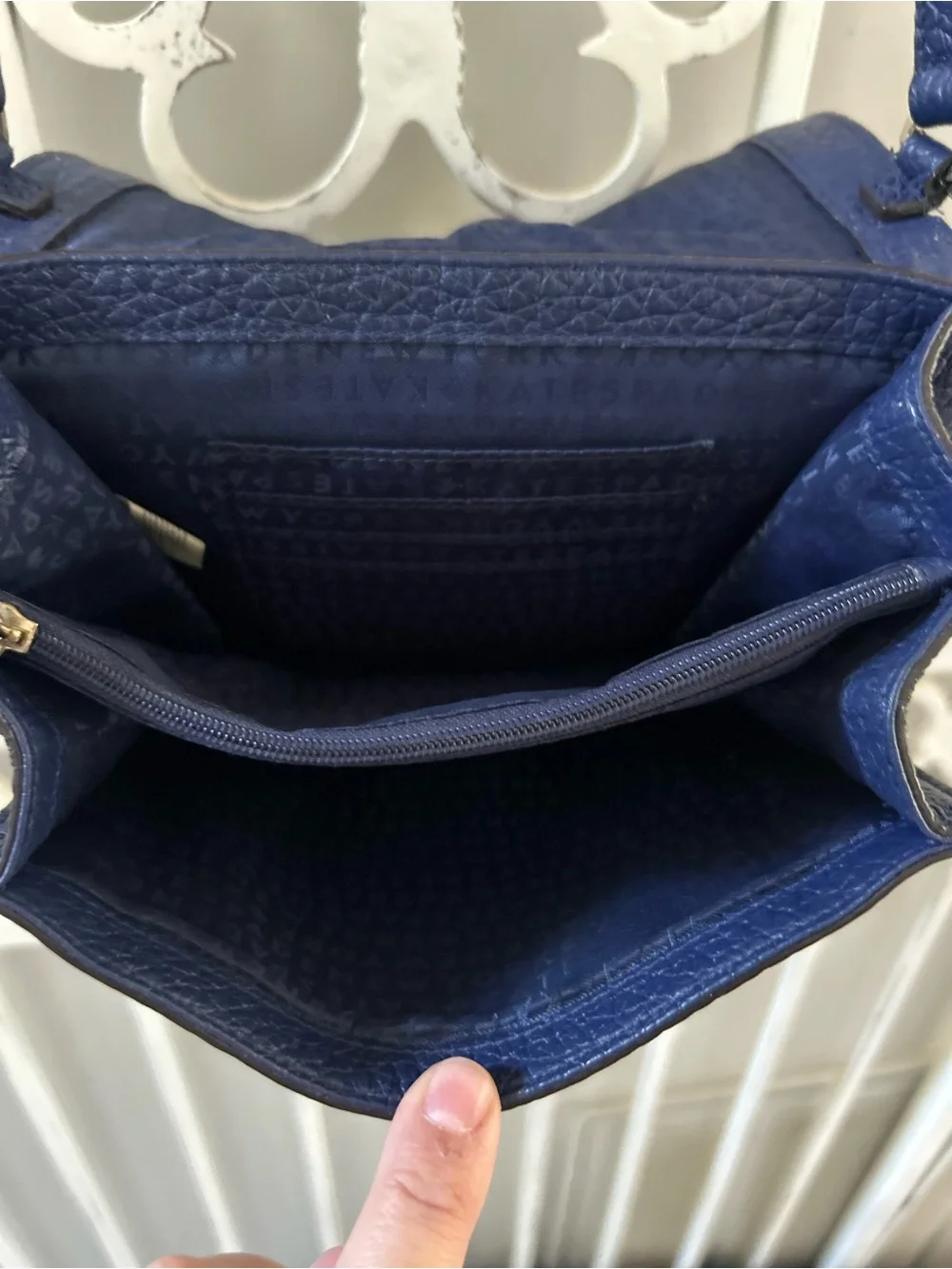 Kate Spade Small Merrick Everett Way Crossbody Bag Indigo Blue Pebbled Leather